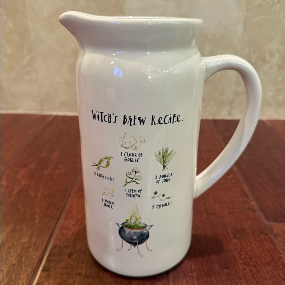 Rae Dunn WITCHES BREW RECIPE 9" Handle Pitcher